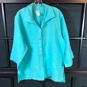 Mosaic Women’s Sz L  Linen Blouse Cardigan Top